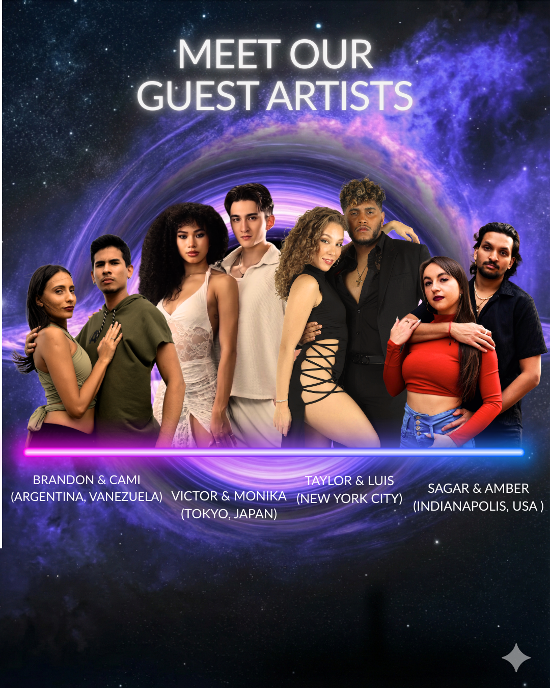 Meet Our Guest Artists — Brandon & Cami, Victor & Monika, Taylor & Luis, Sagar & Amber